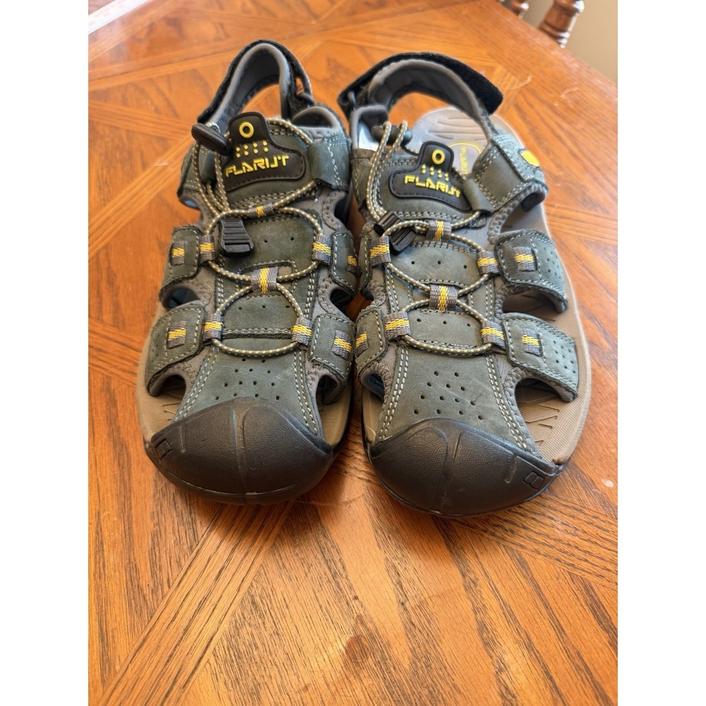Flarijt Leather Hiking Sandals US M8.5 W10.5 Green Suede Adjustable Loop NWOT